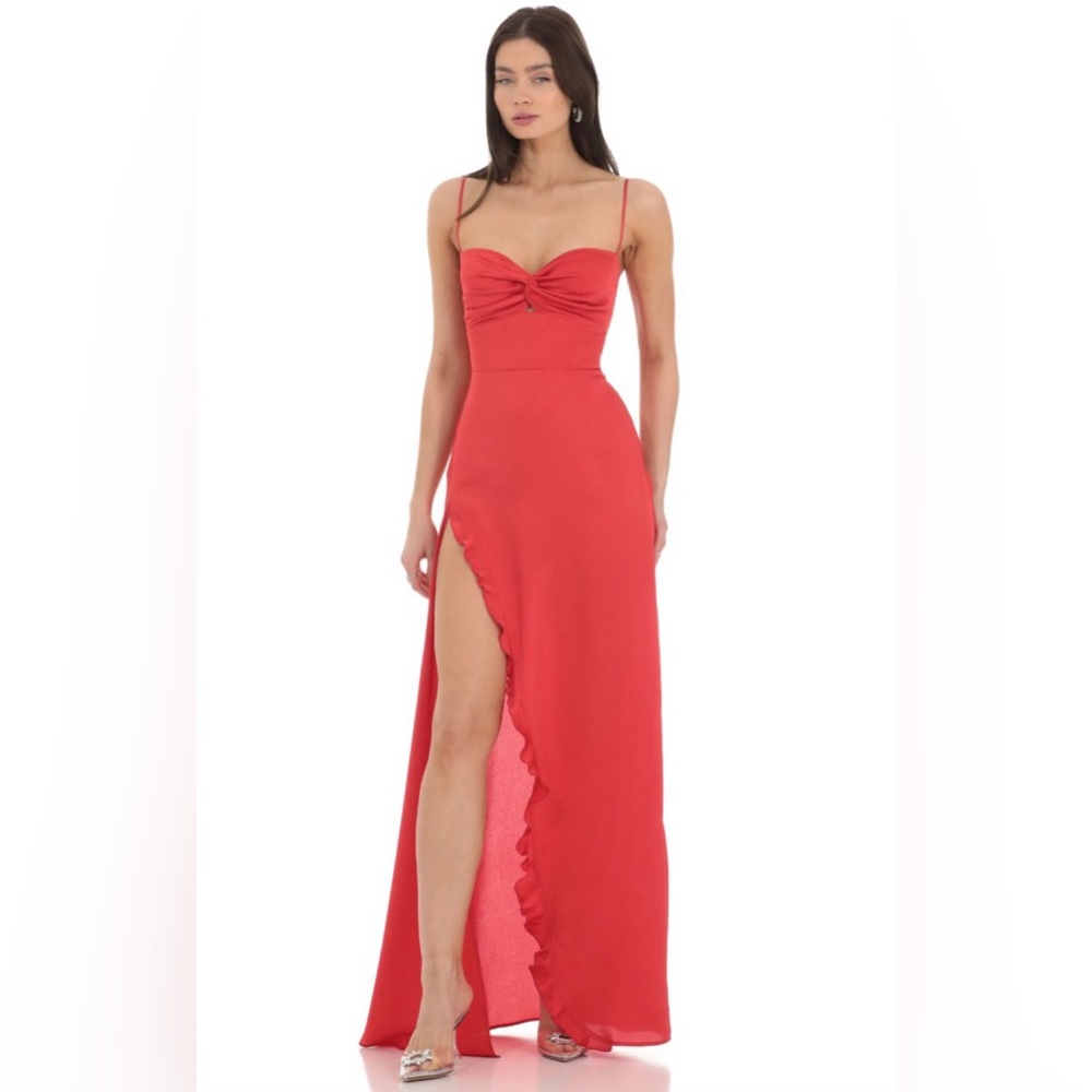 Lucy In The Sky Satin Front Twist Strappy Maxi Dress